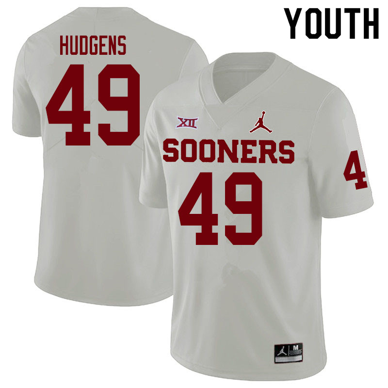 Youth #49 Pierce Hudgens Oklahoma Sooners College Football Jerseys Sale-White - Click Image to Close